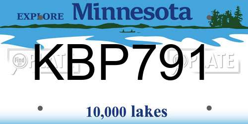 KBP791 Minnesota License Plate
