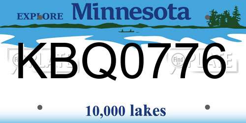 KBQ0776 Minnesota License Plate