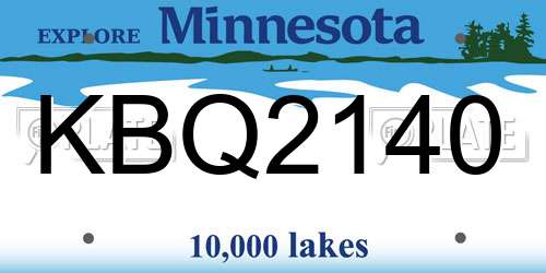 KBQ2140 Minnesota License Plate