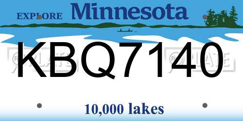 KBQ7140 Minnesota License Plate