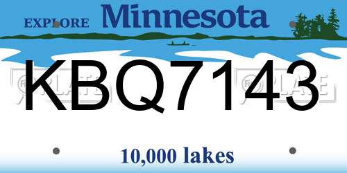 KBQ7143 Minnesota License Plate