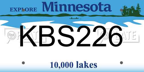 KBS226 Minnesota License Plate