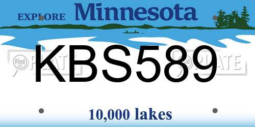 KBS589 Minnesota License Plate