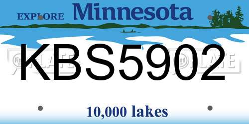 KBS5902 Minnesota License Plate