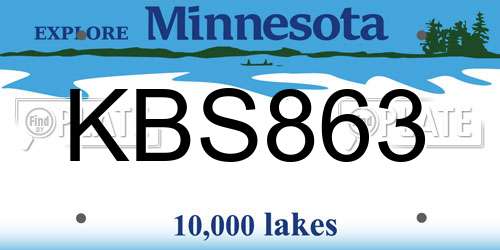 KBS863 Minnesota License Plate