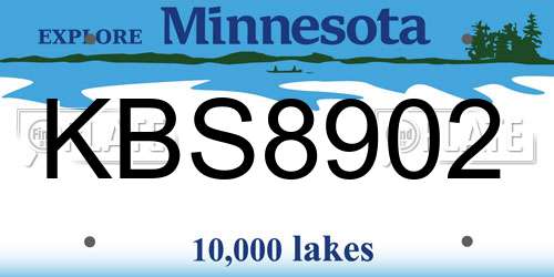 KBS8902 Minnesota License Plate