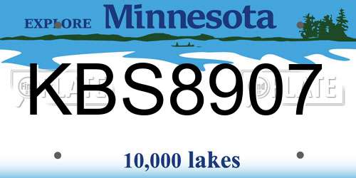 KBS8907 Minnesota License Plate