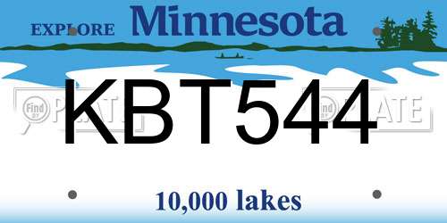 KBT544 Minnesota License Plate