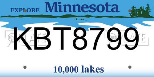 KBT8799 Minnesota License Plate