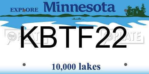 KBTF22 Minnesota License Plate