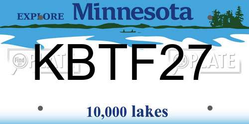 KBTF27 Minnesota License Plate