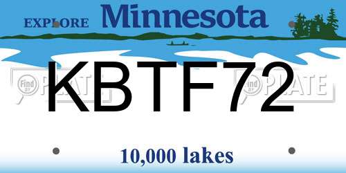 KBTF72 Minnesota License Plate