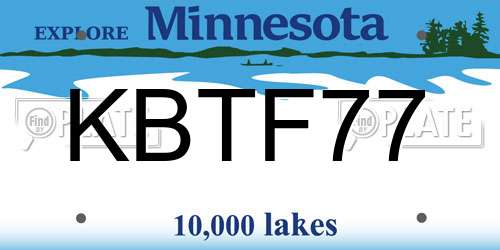 KBTF77 Minnesota License Plate