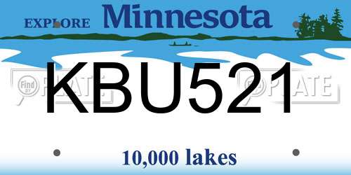 KBU521 Minnesota License Plate
