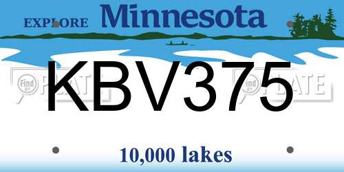 KBV375 Minnesota License Plate