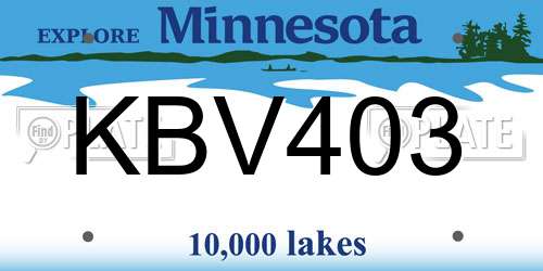 KBV403 Minnesota License Plate