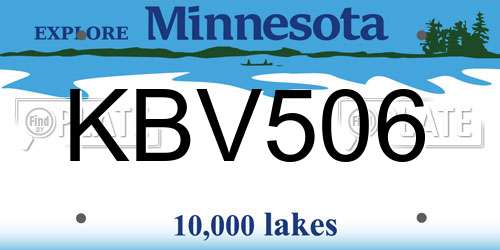 KBV506 Minnesota License Plate