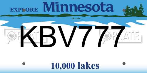 KBV777 Minnesota License Plate