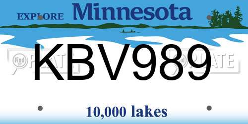 KBV989 Minnesota License Plate