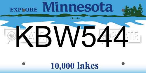 KBW544 Minnesota License Plate