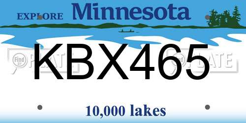 KBX465 Minnesota License Plate