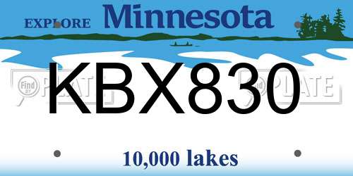 KBX830 Minnesota License Plate