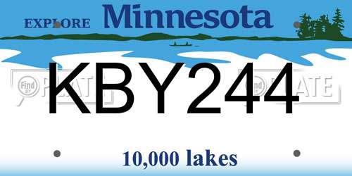 KBY244 Minnesota License Plate