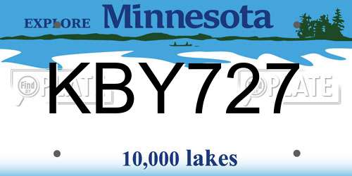KBY727 Minnesota License Plate
