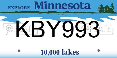 KBY993 Minnesota License Plate