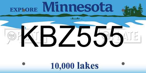 KBZ555 Minnesota License Plate