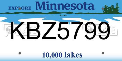 KBZ5799 Minnesota License Plate
