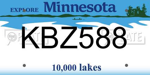 KBZ588 Minnesota License Plate