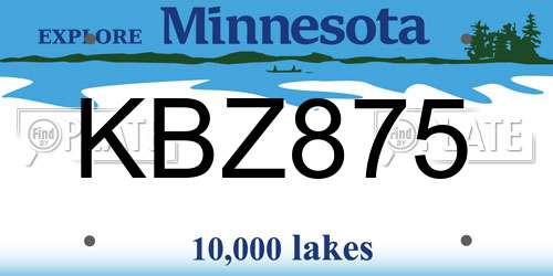 KBZ875 Minnesota License Plate