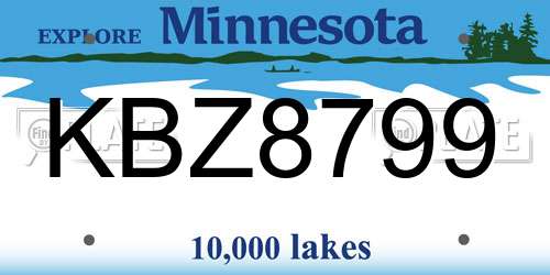 KBZ8799 Minnesota License Plate