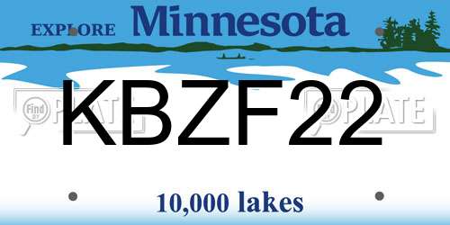 KBZF22 Minnesota License Plate