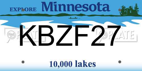 KBZF27 Minnesota License Plate
