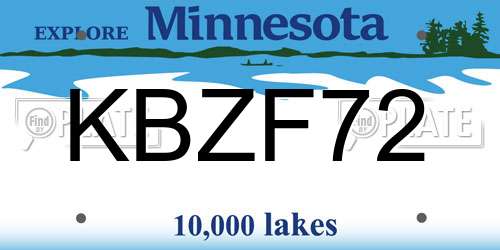 KBZF72 Minnesota License Plate