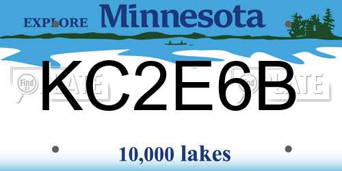 KC2E6B Minnesota License Plate