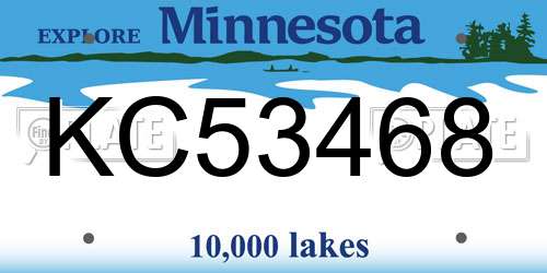 KC53468 Minnesota License Plate