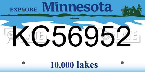 KC56952 Minnesota License Plate