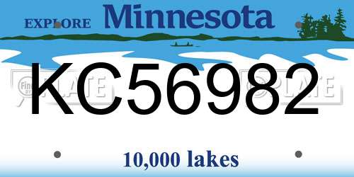 KC56982 Minnesota License Plate