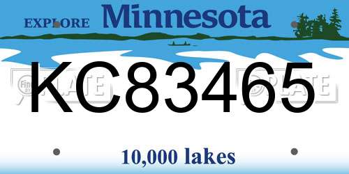 KC83465 Minnesota License Plate