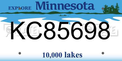 KC85698 Minnesota License Plate