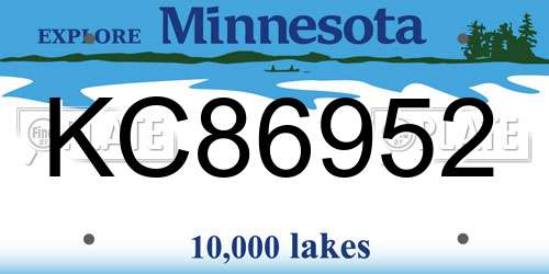 KC86952 Minnesota License Plate