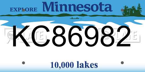 KC86982 Minnesota License Plate