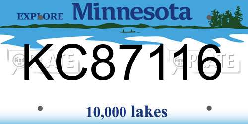 KC87116 Minnesota License Plate