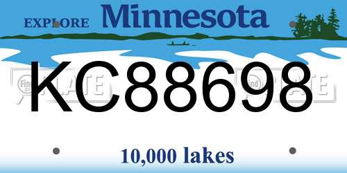 KC88698 Minnesota License Plate