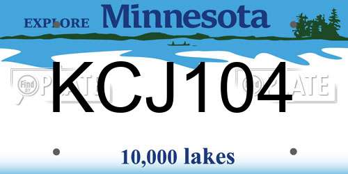 KCJ104 Minnesota License Plate