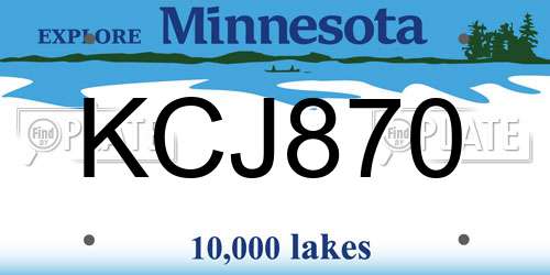 KCJ870 Minnesota License Plate
