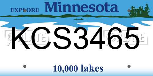 KCS3465 Minnesota License Plate